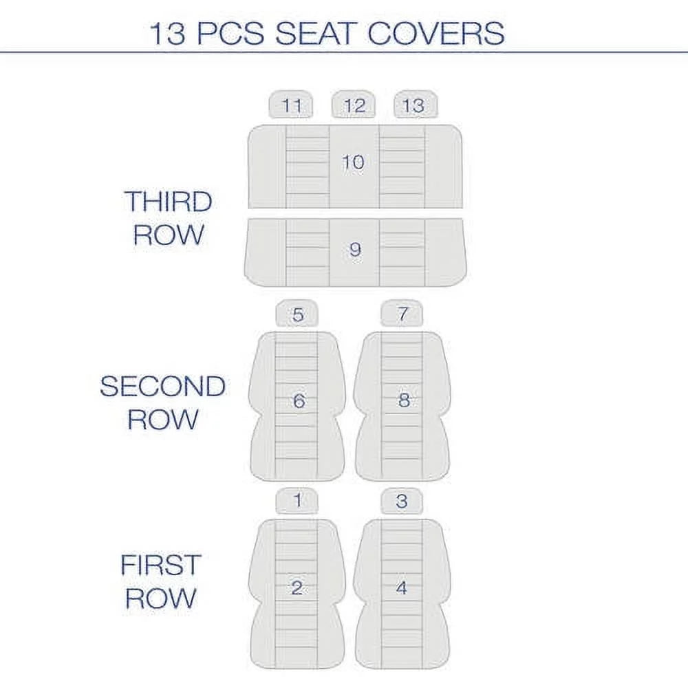 PU Leather Seat Covers for SUV and Van 3 Rows, Black M176