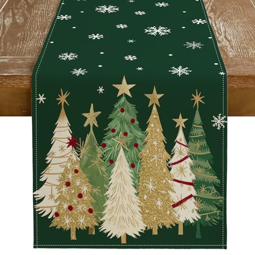 Christmas Table Runner 13x72 Inch, Red Winter Holiday Decor H348