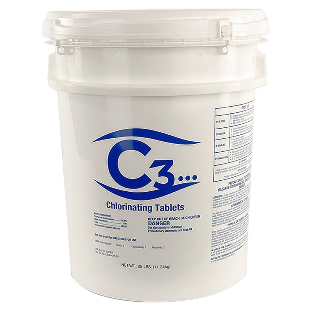 Rx Clear C3 3" Stabilized Chlorinating Tablets for Swimming Pool and Hot Tubs, 25 lbs