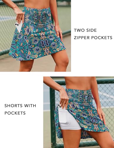 Tennis Skirt Women 20" Knee Length Golf Skort with Pockets High Waisted X131946