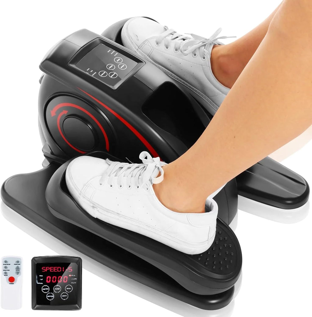 Under Desk Elliptical Machine Electric Seated Pedal Exerciser with LCD Display and Remote Control O53848