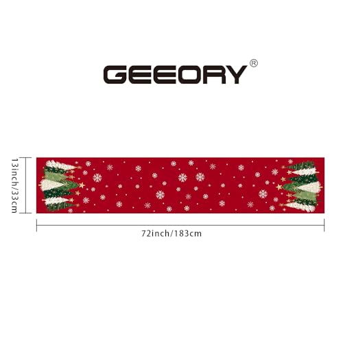Christmas Table Runner 13x72 Inch, Red Winter Holiday Decor H348