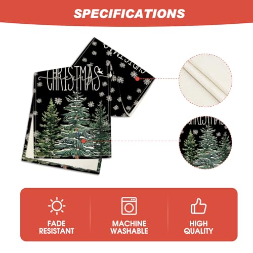 Beige Pine Tree Snowflake Christmas Table Runner, Winter Holiday Kitchen Dining Decoration, 13 x 72 Inch B27382