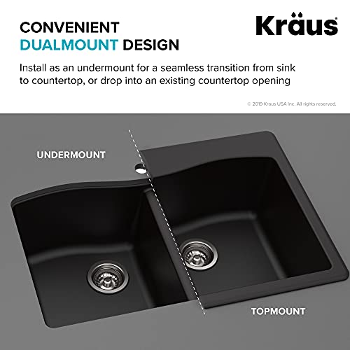 33" Dual Mount Single Bowl Granite Kitchen Sink in Black S38989