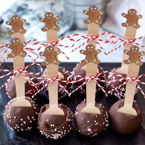 100 Set Christmas Wooden Spoons for Hot Cocoa, Chocolate, and Baking U148