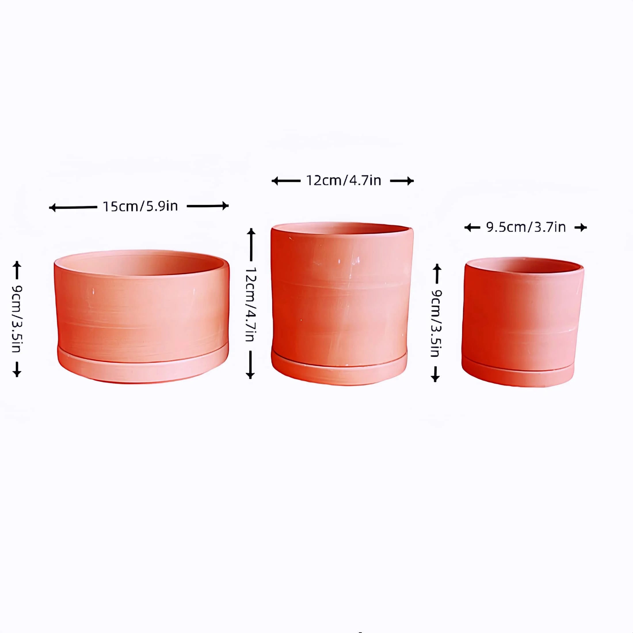 Terracotta Flower Pots with Drainage Holes, 3 Count F4799