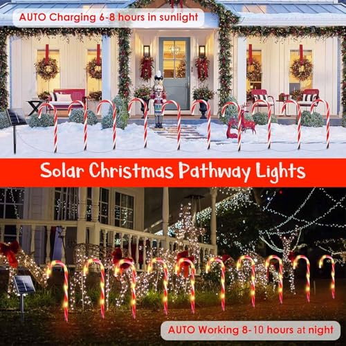 Solar Candy Cane Lights for Outdoor Christmas Decor, Waterproof Pathway Lights J867