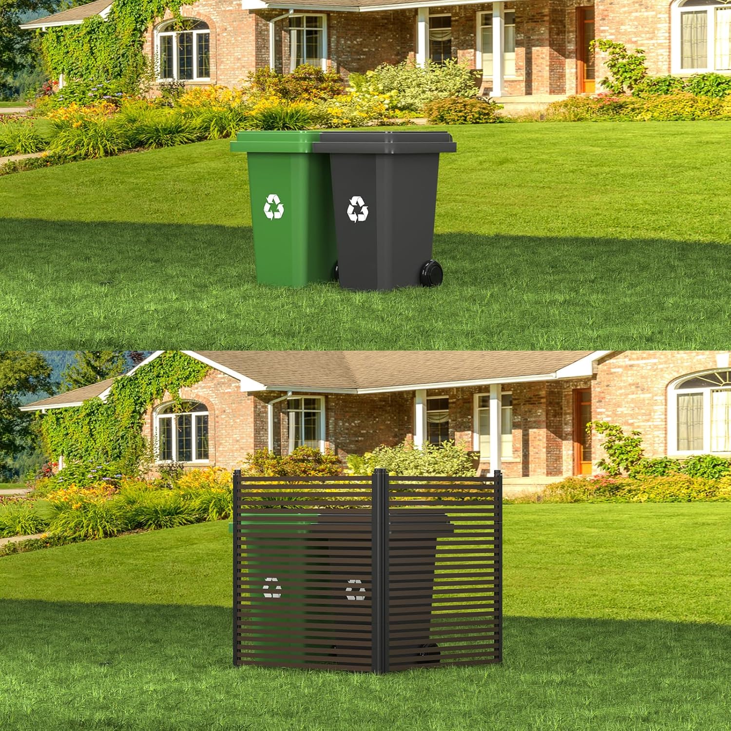 Metal Privacy Screen for Outdoor Terrace, 43x47 inches, 2 Panels S597224