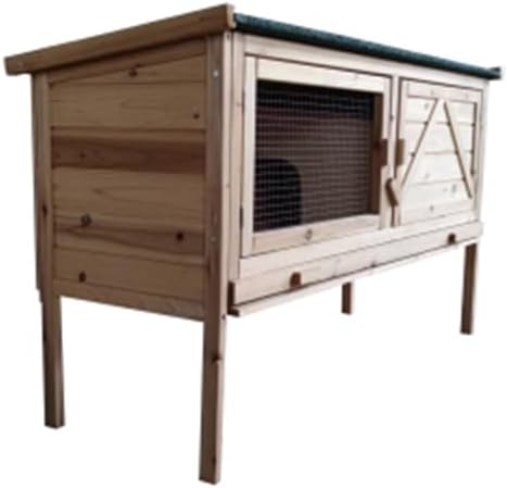 Wooden Rabbit Hutch with Open Roof and Pull Out Tray W764165