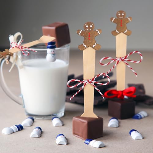 100 Set Christmas Wooden Spoons for Hot Cocoa, Chocolate, and Baking U148