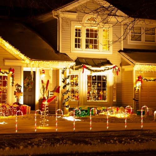 Candy Cane Solar Pathway Lights 15FT Outdoor Christmas Yard Decor E828701