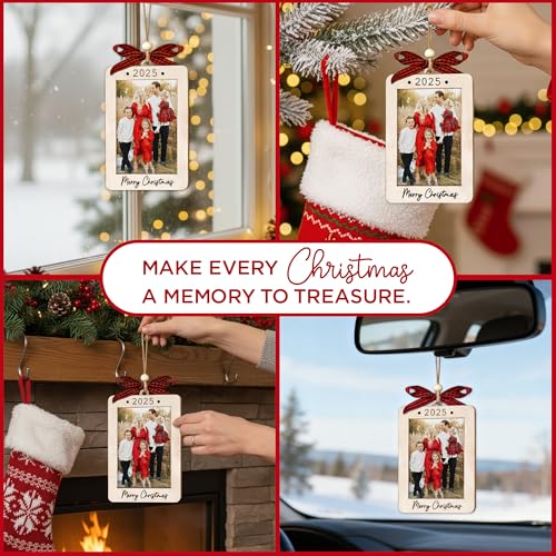Christmas Ornament Picture Frame - Wooden Landscape Photo Frame for Tree U347