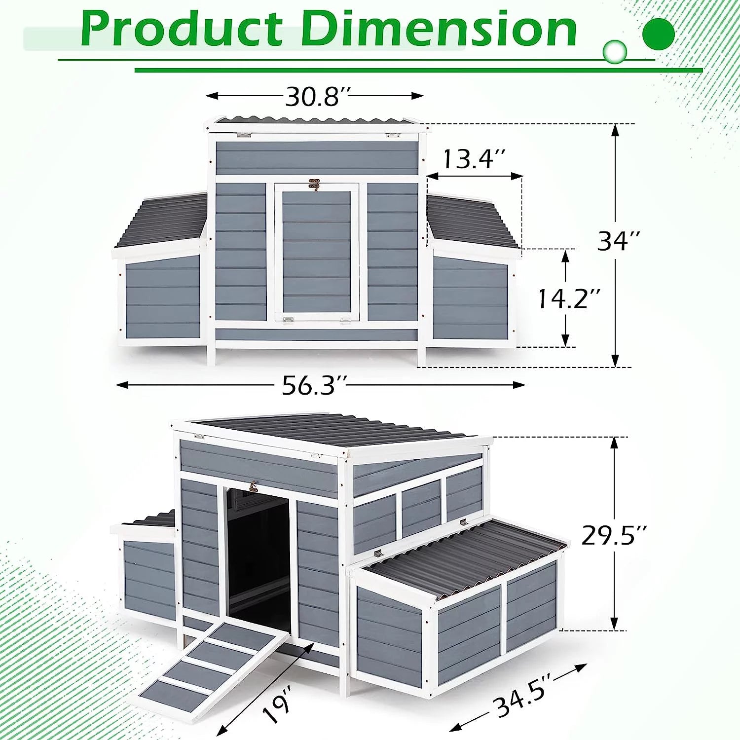 Large Chicken Coop Wooden Hen House Outdoor Poultry Cage C320