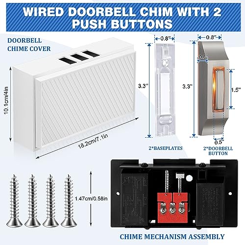 Wired Doorbell Chime Kit with 2 Lighted Metal Push Buttons E740031