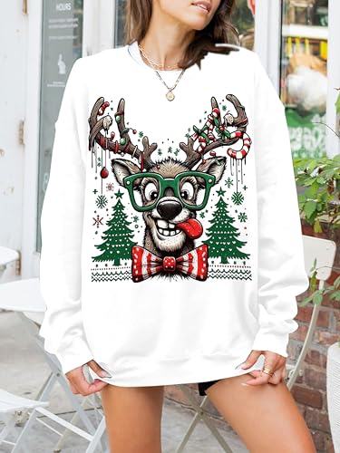 Funny Reindeer Christmas Sweatshirt Oversized Pullover K664011