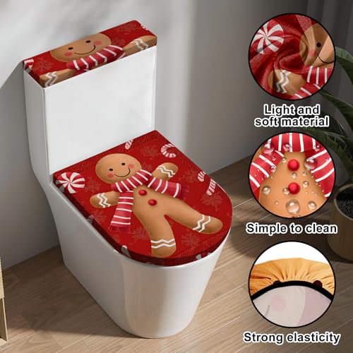 Christmas Toilet Lid Cover, Washable Seat and Tank Protector W1747