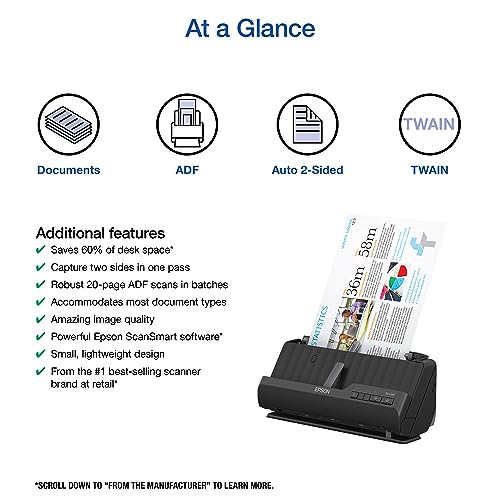Wireless Compact Desktop Document Scanner with Auto Feeder L54226