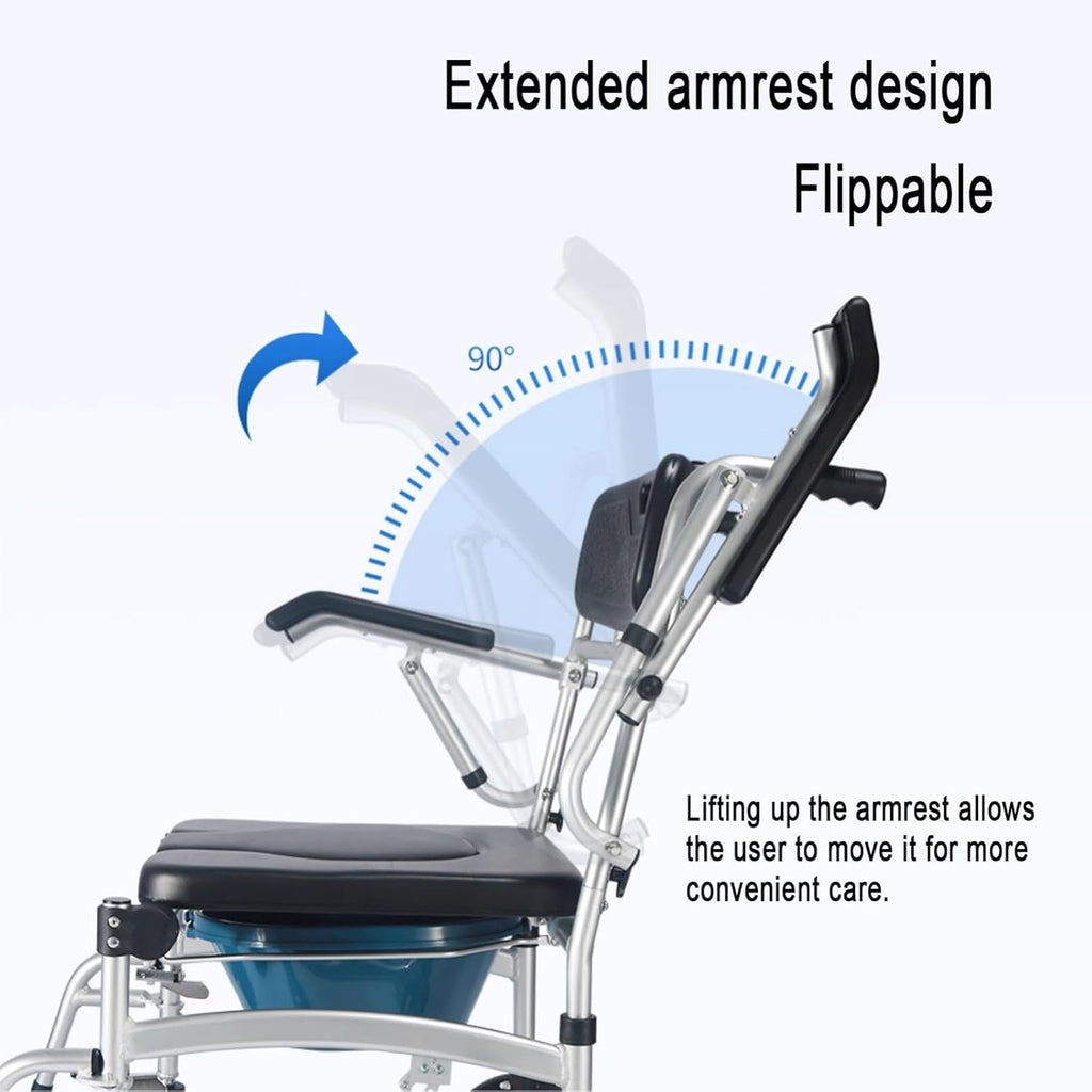 Shower Wheelchair with Wheels, Portable Commode Chair for Elderly S795