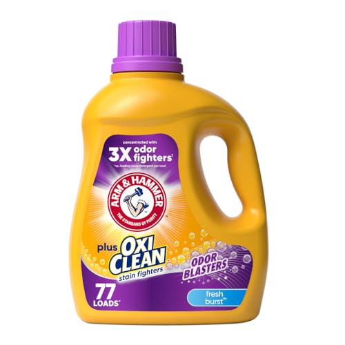 Arm & Hammer Plus OxiClean Odor Blasters Fresh Burst, 128 Loads Liquid Laundry Detergent, 166.5 Fl oz