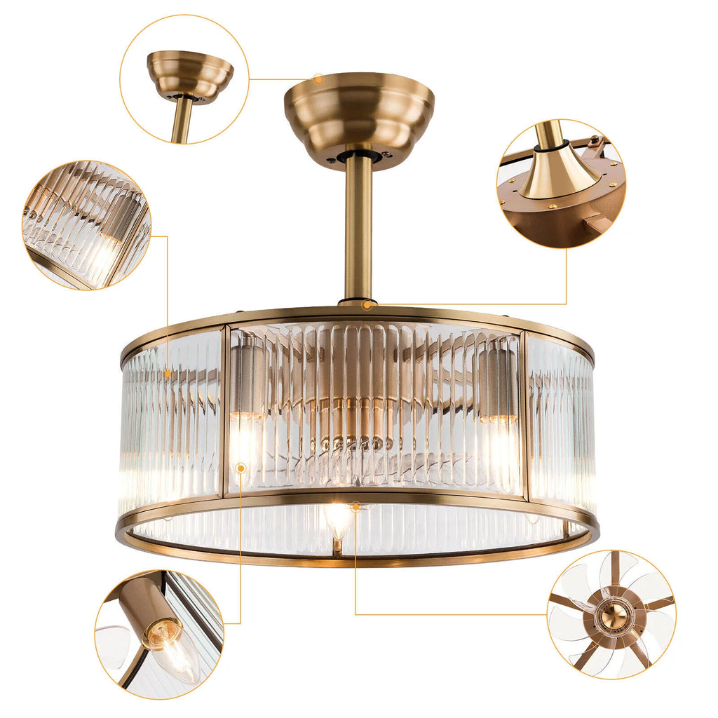 Farmhouse Ceiling Fan Light Gold With Remote Control S819588