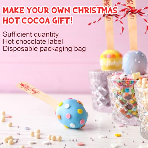 100 Set Christmas Wooden Spoons for Hot Cocoa, Chocolate, and Baking U148