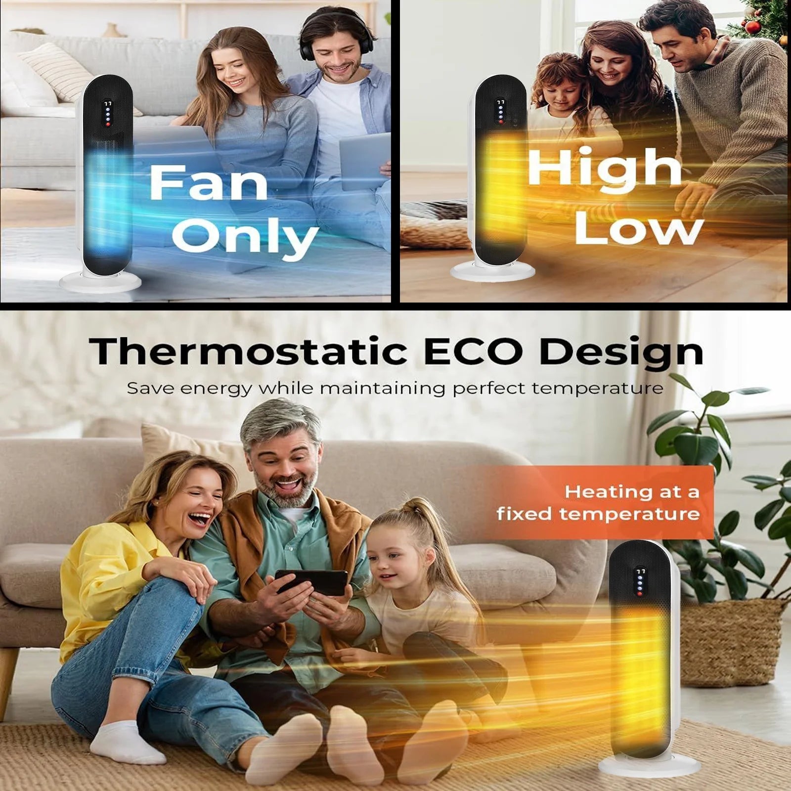 Space Heater for Indoor Use, Portable Electric Heater with Thermostat and Timer Q4793
