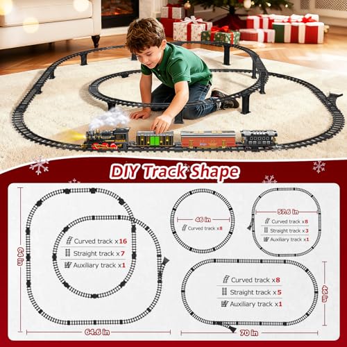 Electric Train Set for Kids with Smoke, Light and Sound, DIY Tracks L560