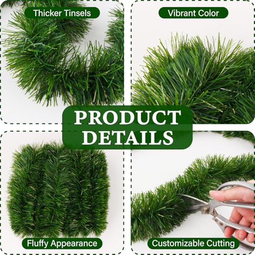 50ft Green Artificial Pine Christmas Garland for Indoor Outdoor Decor W5286