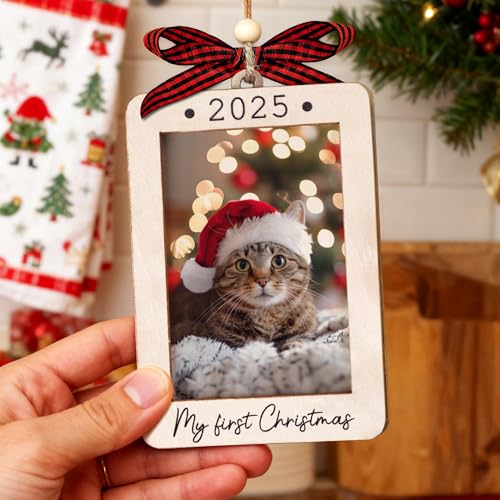 Christmas Ornament Picture Frame - Wooden Landscape Photo Frame for Tree U347