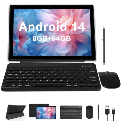 Tablet 10 Inch with Keyboard, Mouse, Case, Stylus, 8GB RAM 64GB ROM N8168