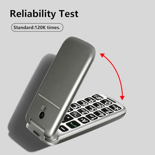 Flip Phone Unlocked for Seniors, Big Buttons, SOS, USB-C T844