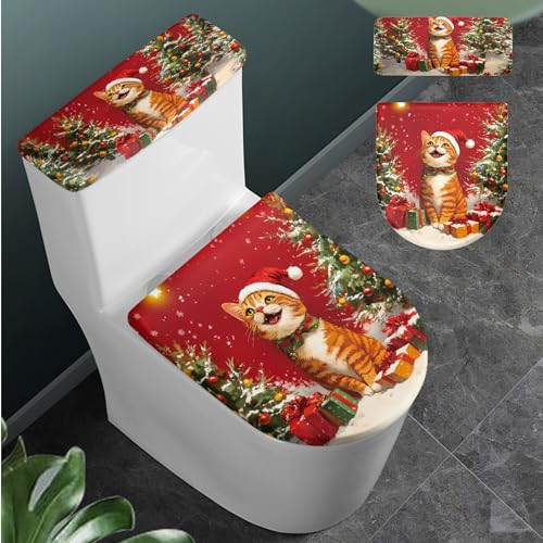 Christmas Toilet Lid and Tank Cover Set for Bathroom Decor K51670