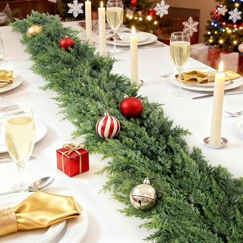 Real Touch Cedar Garland 9 ft for Mantle, Table, Stairs, Doorframe H3682