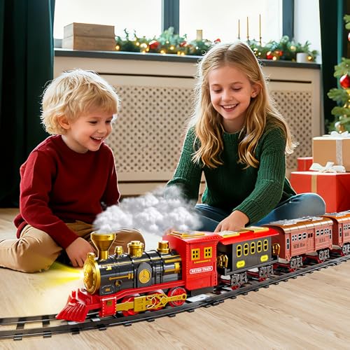 Electric Train Set for Kids with Smoke, Light and Sound, DIY Tracks L560