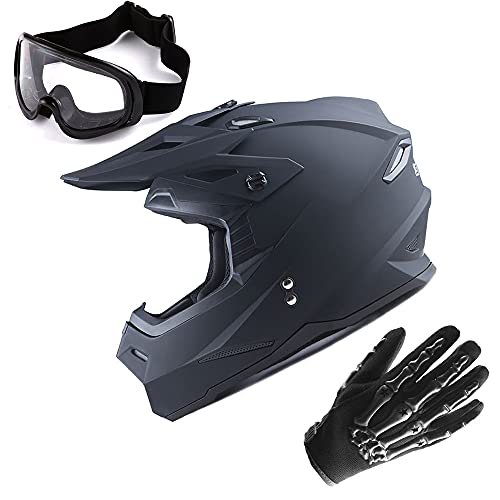 Adult Motocross Helmet Full Face Racing Style Matt Black D9788
