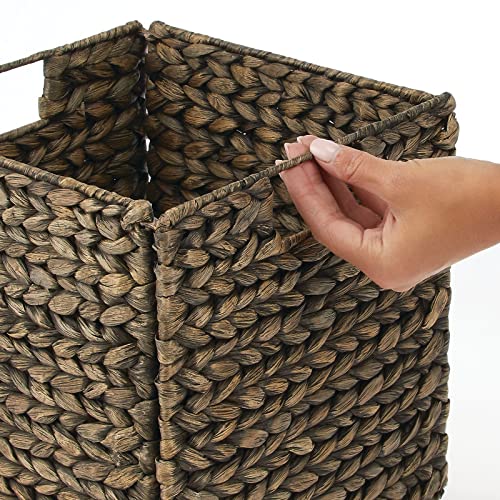 Natural Woven Hyacinth Cube Organizer Basket with Handles, 8 Pack, Black Wash H8387