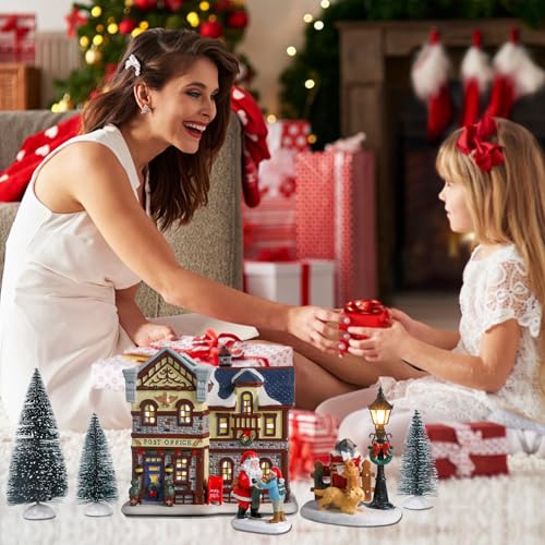 Christmas Ceramic Post Office Decoration with Lights G540