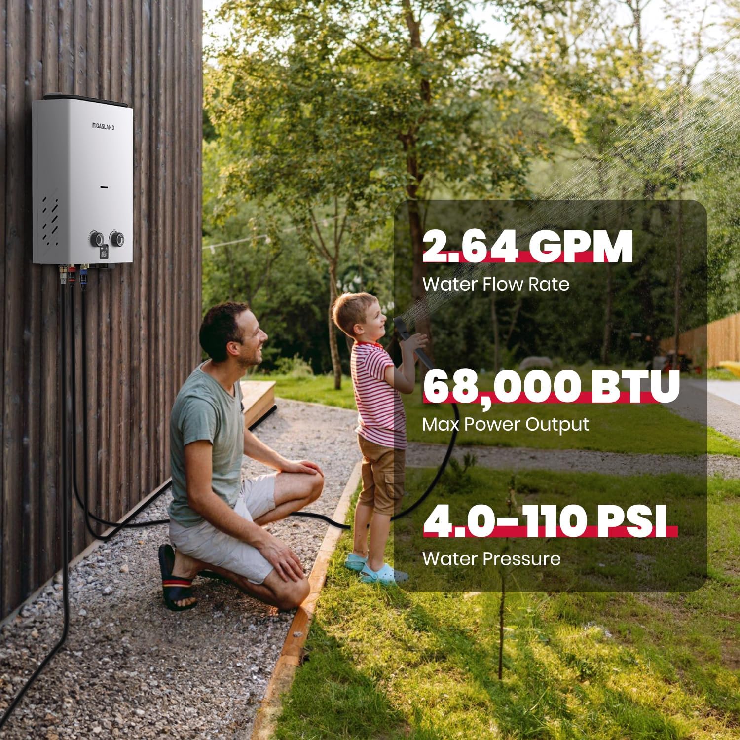 Propane Tankless Water Heater, 2.64 GPM Outdoor Portable with Pump D791