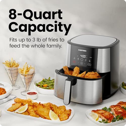 XL 8-Qt Touch Air Fryer, Digital Presets, Nonstick Dishwasher-Safe N17083