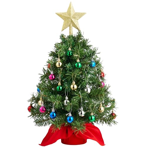 24" Mini Christmas Tree Tabletop Set with LED Lights and Star Treetop Z113832