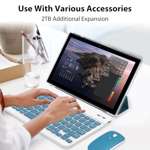 Tablet 10 Inch, 18GB RAM 128GB ROM, 2 in 1 with Keyboard Mouse Stylus G64709