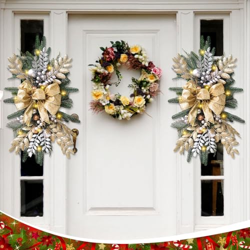 Prelit Teardrop Christmas Swag 24 Inch for Staircase Wall Window Decor L968037