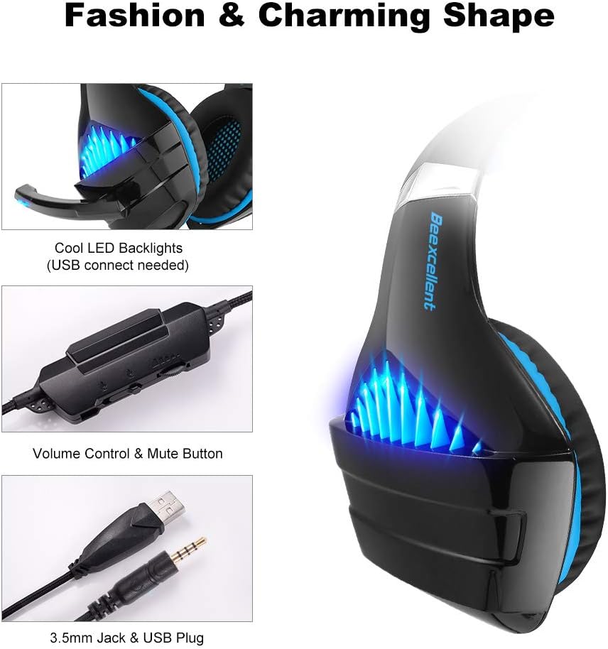 Gaming Headset with Noise Cancelling Mic for Xbox, PS4, Switch, PC B1887