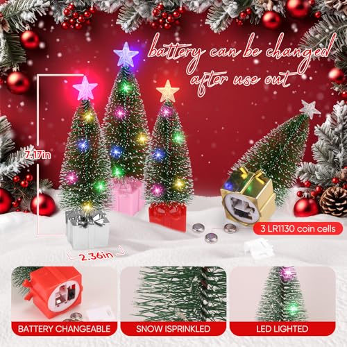 Mini Christmas Tree with Lights, 4 Pack Tabletop LED Decor X725022