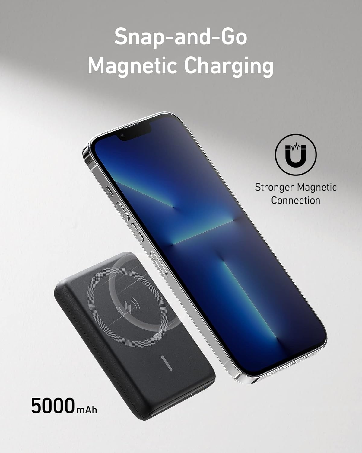 Magnetic Wireless Portable Charger 5000mAh with USB-C Cable W293