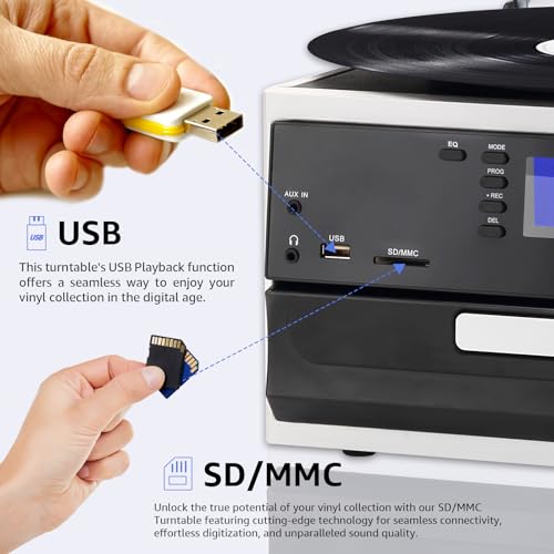Record Player 3 Speeds Turntable with Bluetooth and Built-in Speakers K44676
