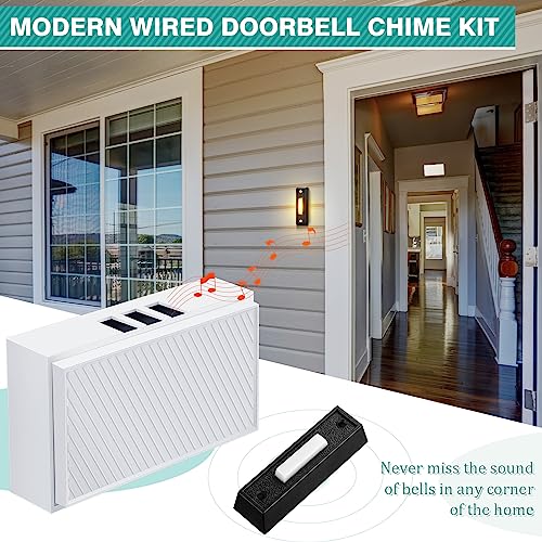 Wired Doorbell Chime with 2 Lighted Push Buttons, 16V 10VA, Front and Rear Door Chime Kit Q292601