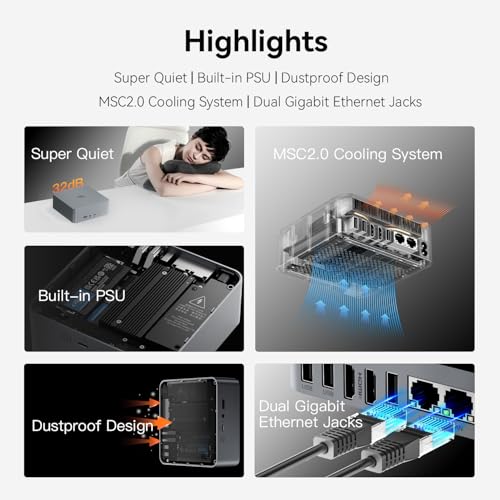 Mini PC AMD Ryzen 5 6600H 24GB DDR5 1TB SSD Dual HDMI WiFi6 Windows 11 Pro W30465