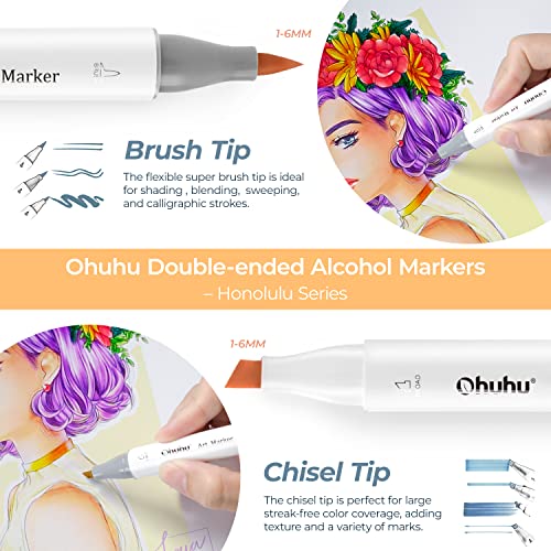 216-Color Alcohol-Based Art Marker Set with Brush & Chisel Dual Tips C74380