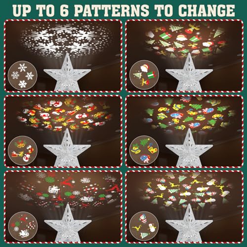 Snowflake Christmas Tree Topper LED Rotating with Projection Slides S187630